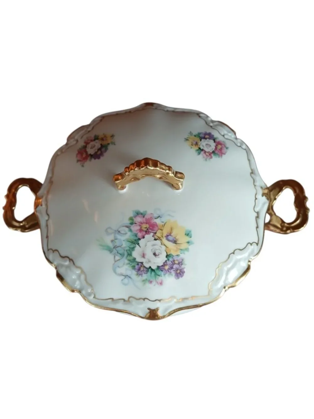 Alka Kunst Bavaria Petite Covered Tureen Floral Gilt Hand Painted Porcelain 8 in
